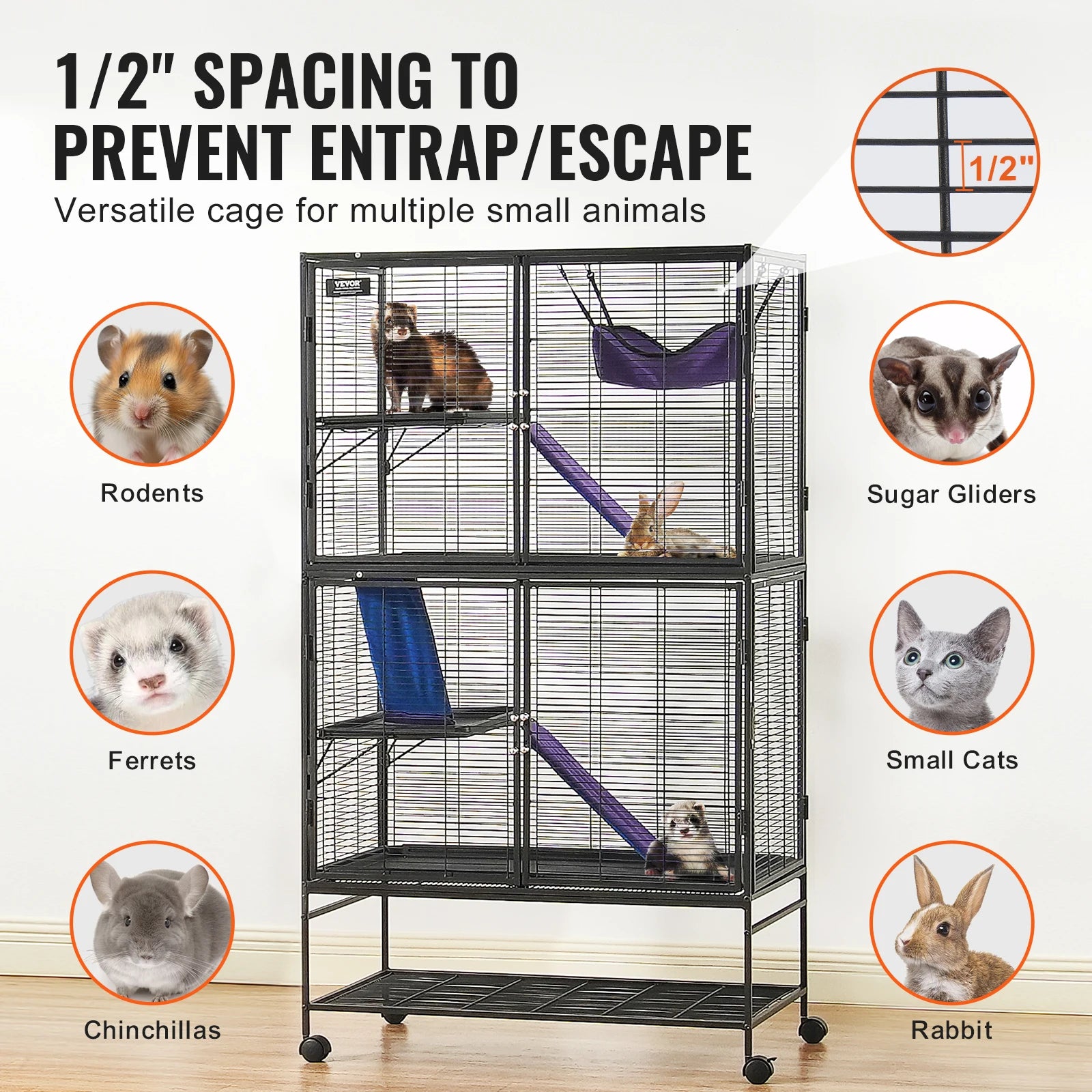 4-Tier Rolling Metal Cage