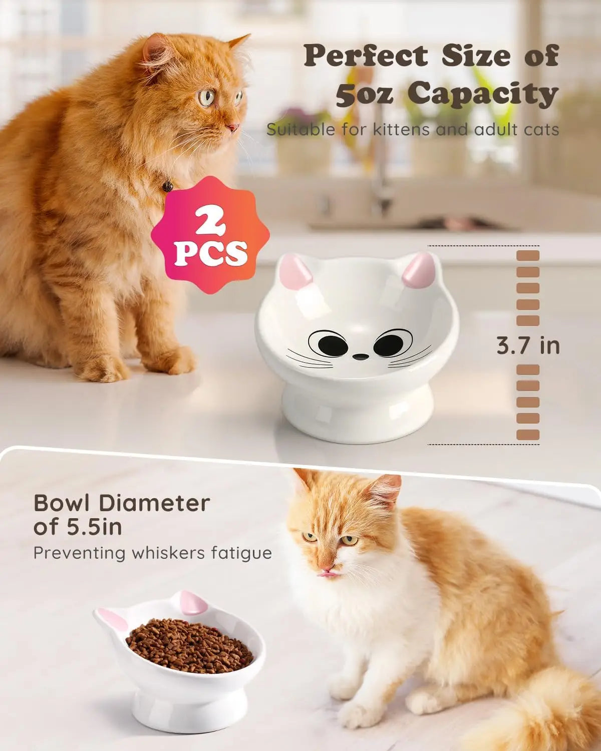 Ceramic Raised Cat Food Bowl