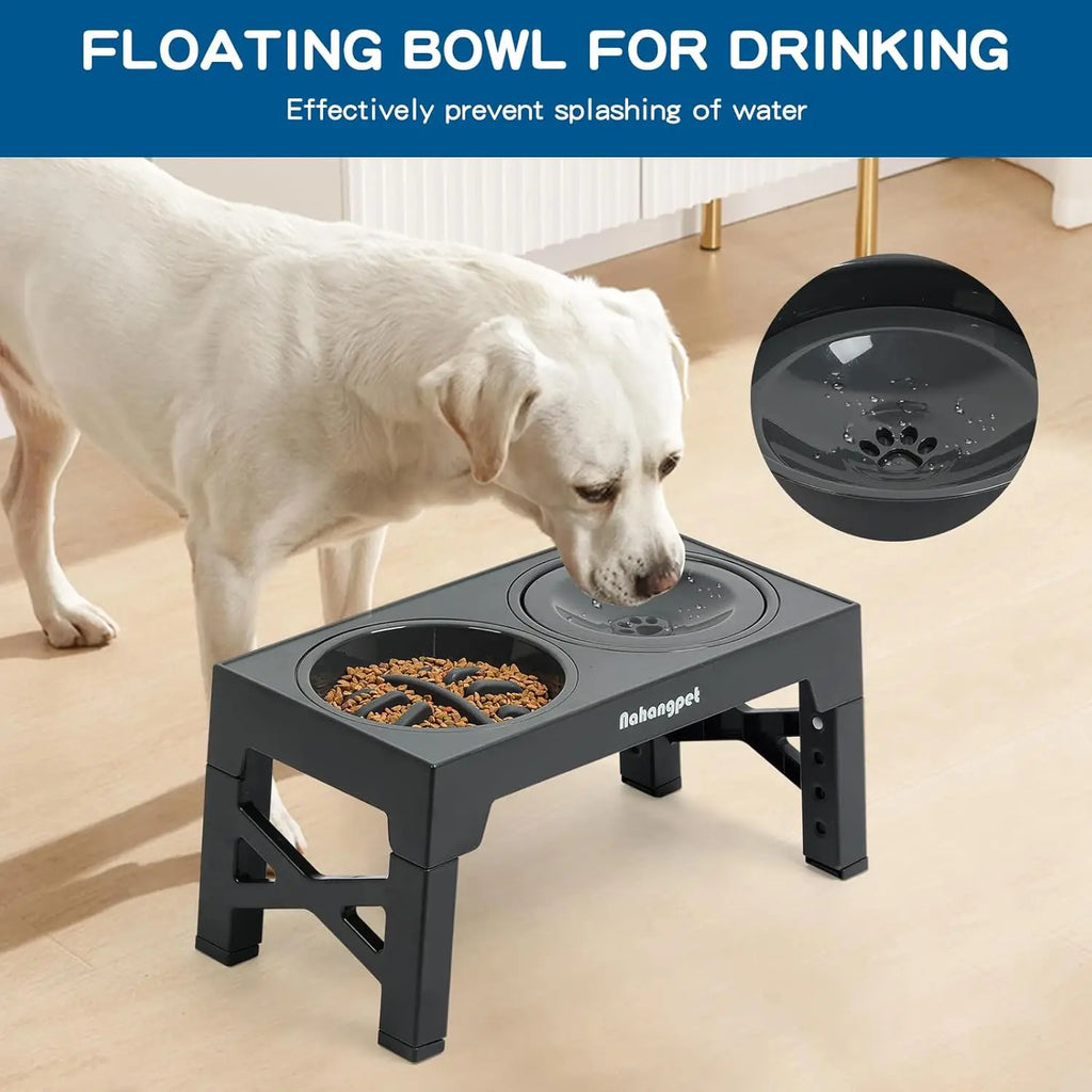 3-in-1 Elevated Slow Feeder Dog Bowls for Food and Water