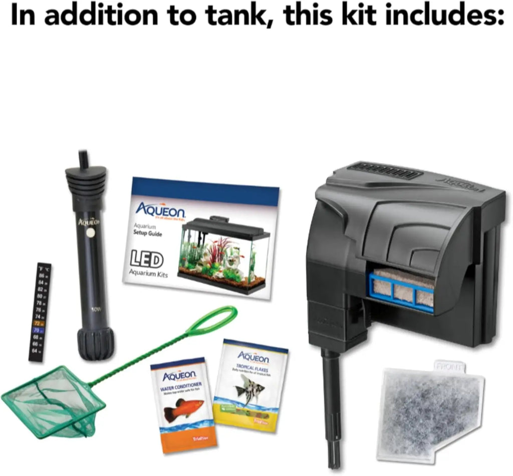 10 Gallon Fish Tank Starter Kit with LED Light, Filter, Heater & Accessories for Beginners