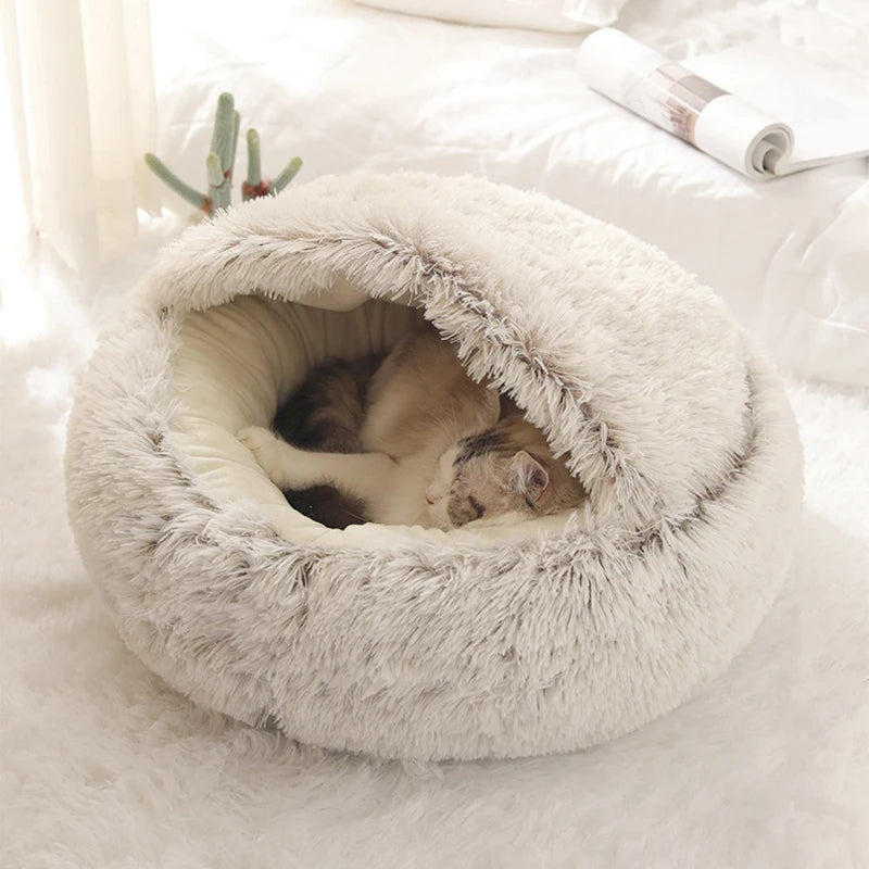 Covered soft plush pet bed