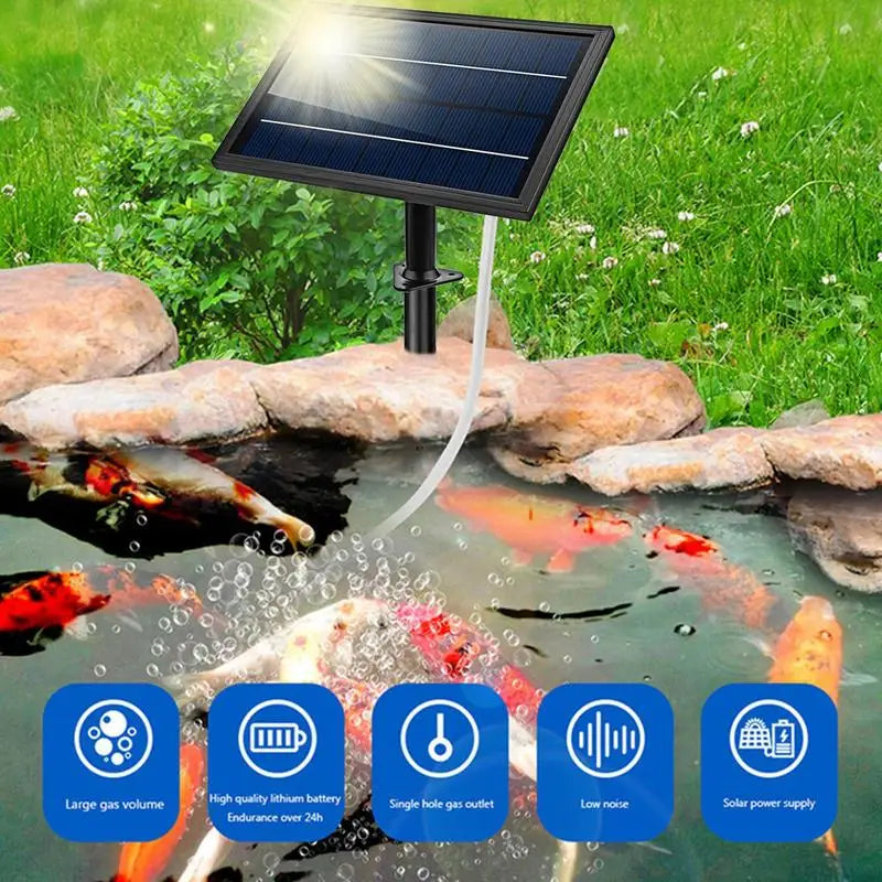 Fish Tank Oxygenator 3 Modes Air Pump Fishing Aerator 9V6W Solar Water Pump Adjustable Pond Air Pump For Garden Fish Tank