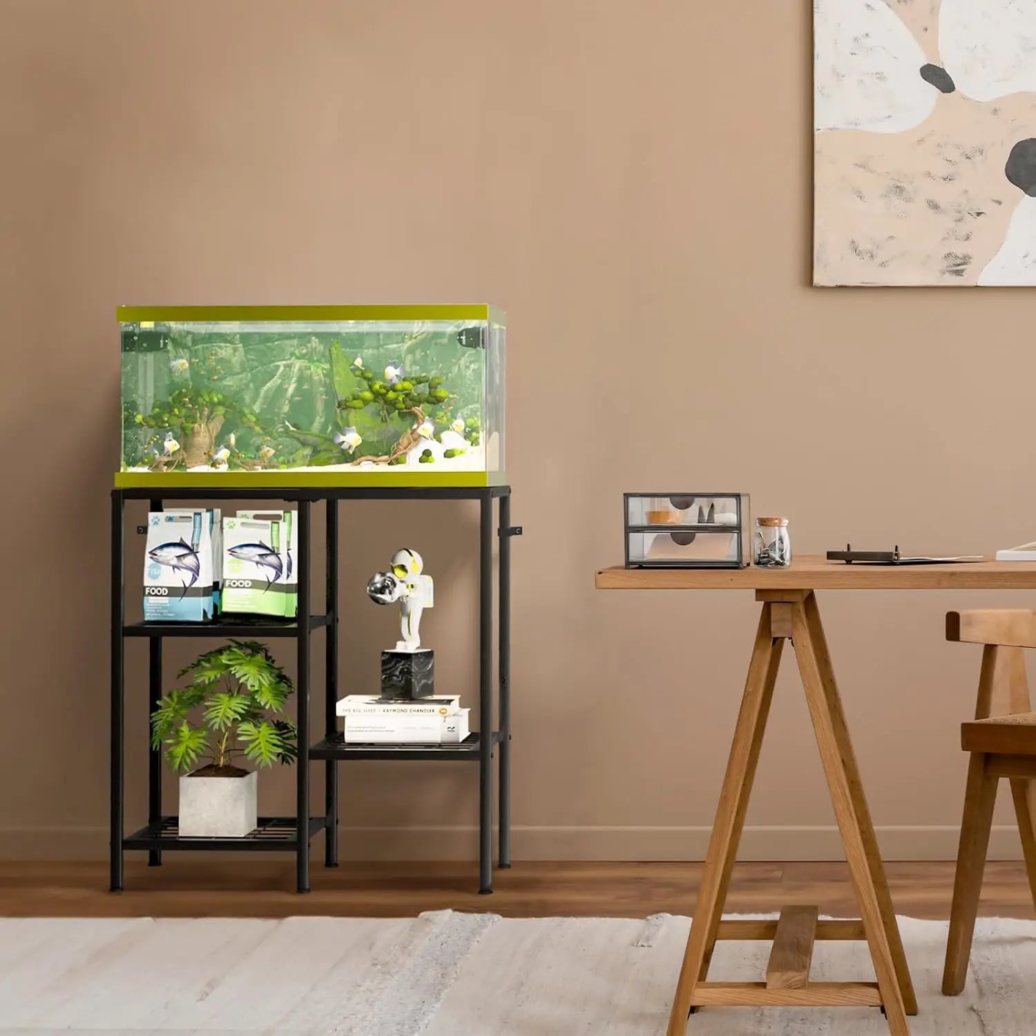 20 Gallon Metal Aquarium Stand, 3-Tier Fish Tank Rack for Reptile Terrariums in Living Room or Office