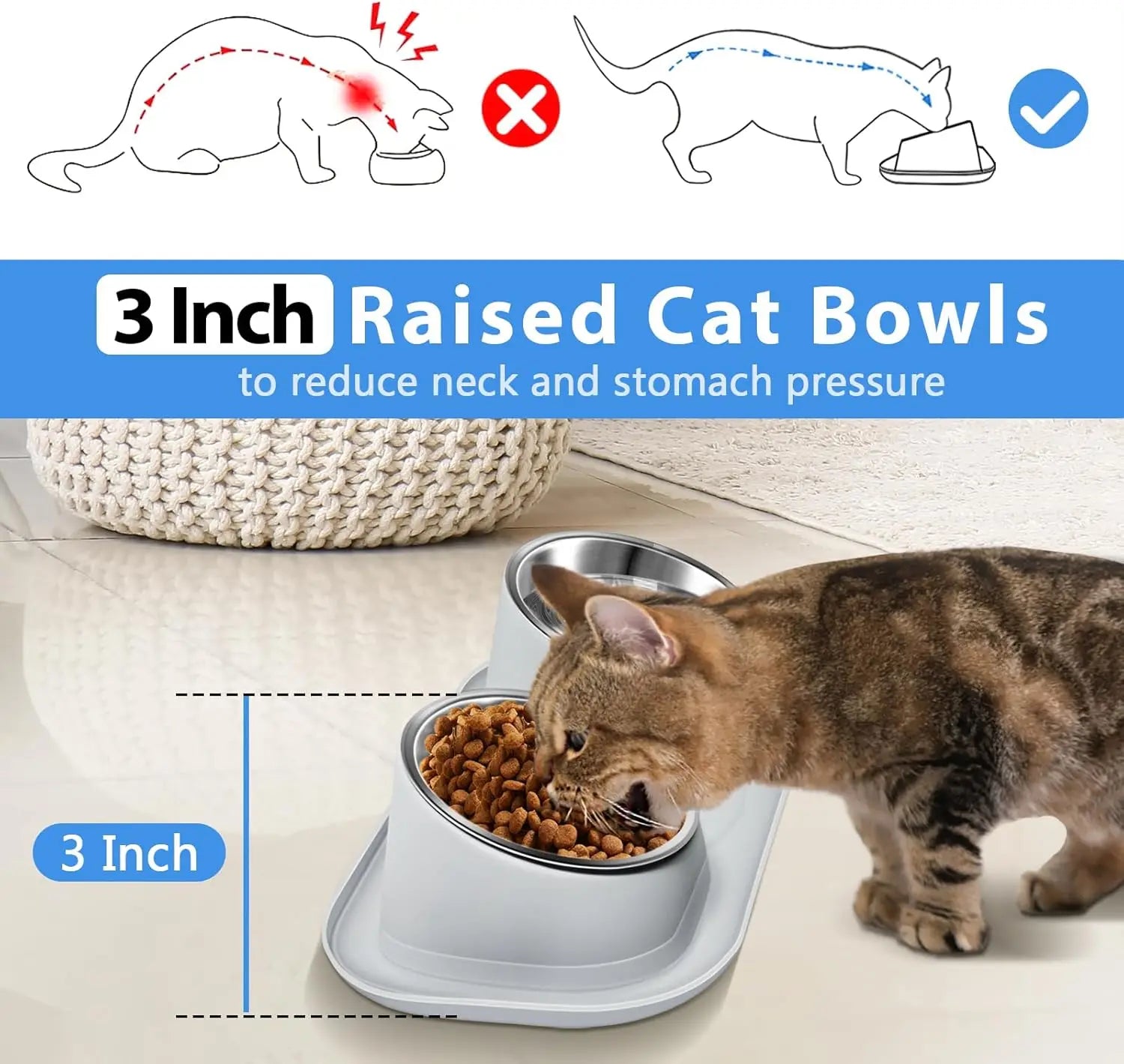 Elevated Cat Bowls with Stand