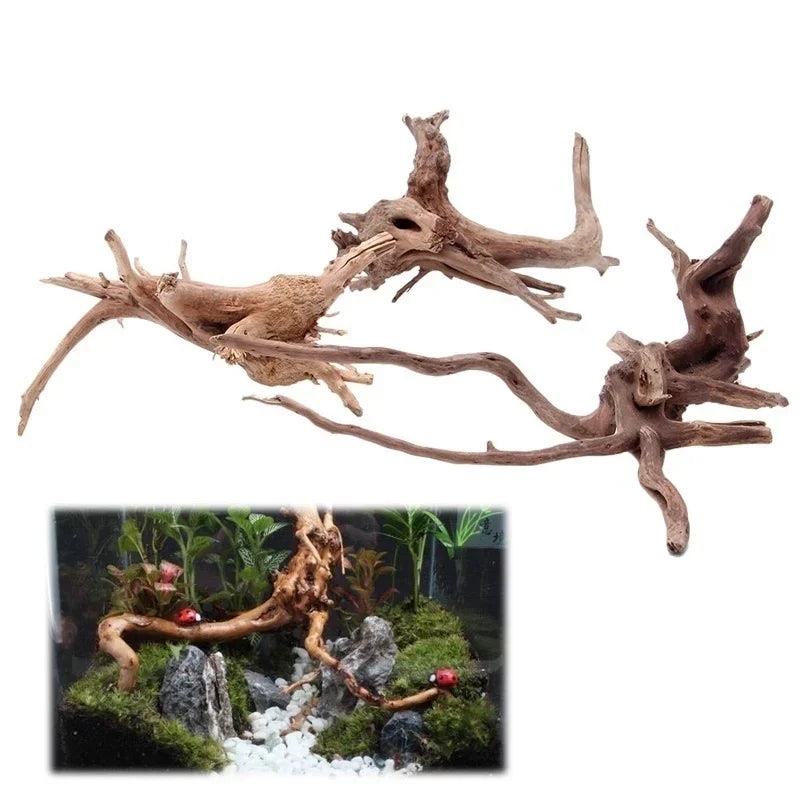 Natural Tree Trunk Driftwood Aquarium Fish Tank Cylinder Roots Plant Wood Decoration Ornament Accessory Aquarium Plants