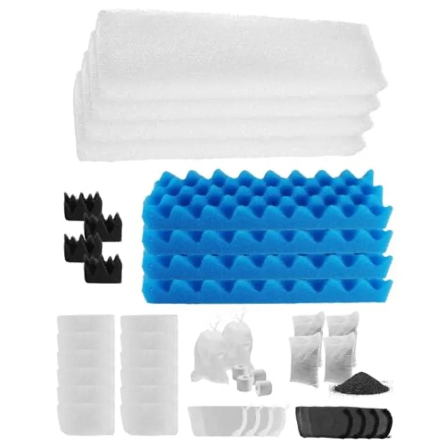 38 Pack Aquarium Filter Media Kit Fit for Fluval 406 407 Canister Filters Includes Water Polishing Pad Bio Foam Pad Foam Blocks