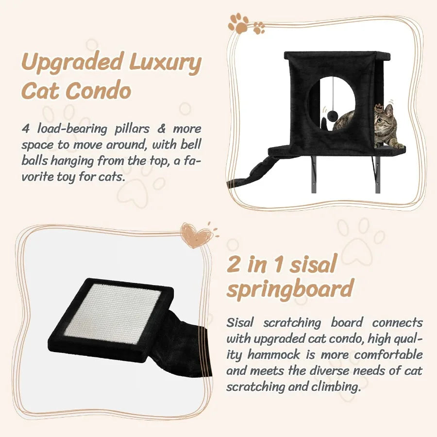 7-in-1 Wall Mounted Cat Climber Set
