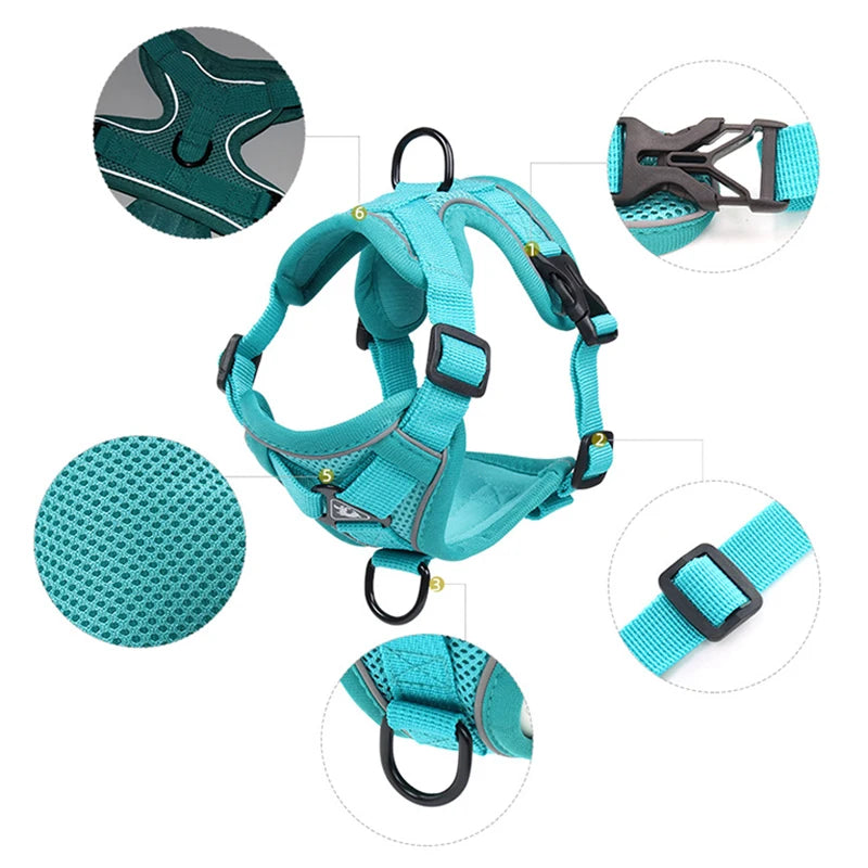 Reflective Harness and Leash Sets Breathable Mesh