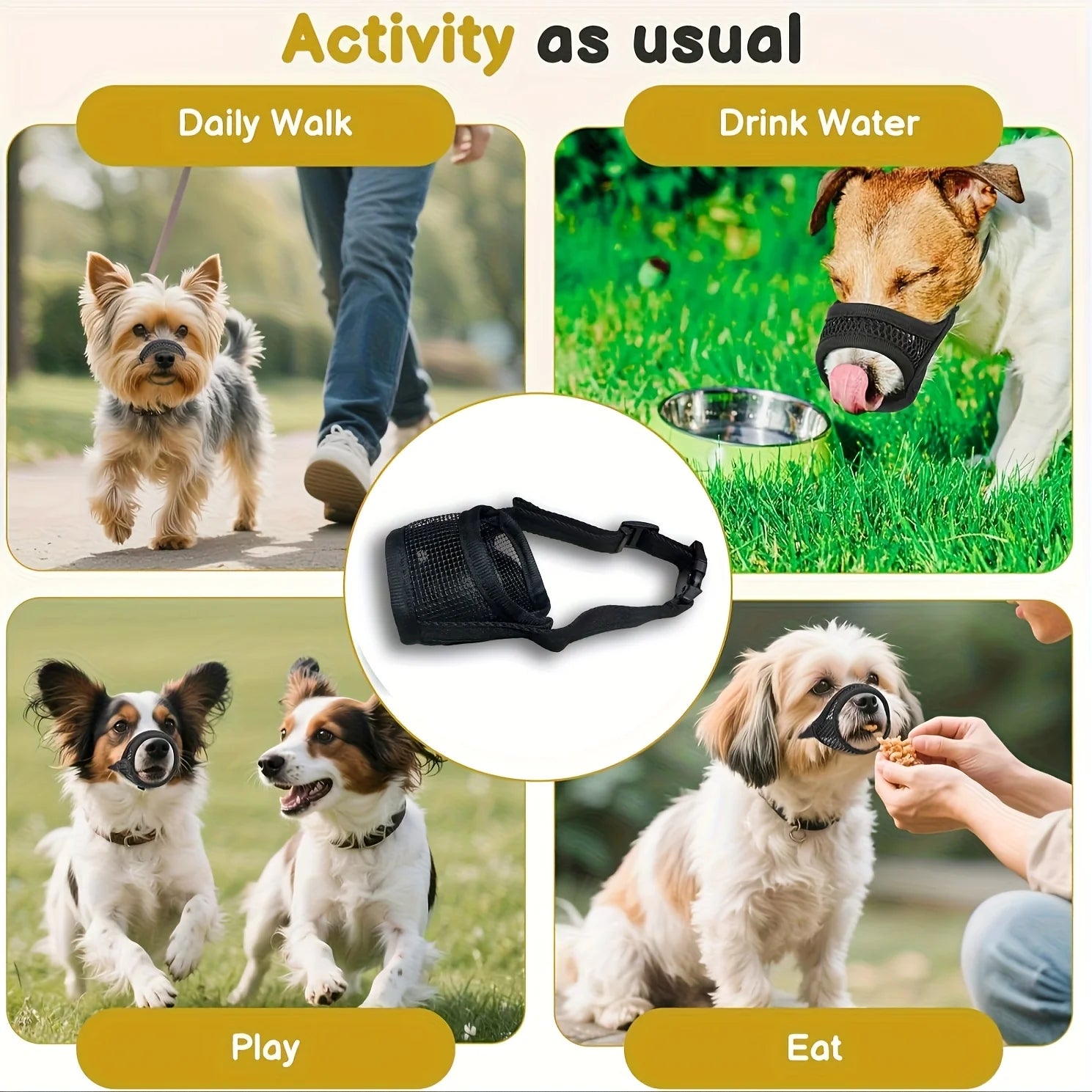 Anti-Biting, Mesh Muzzle for Short Snout