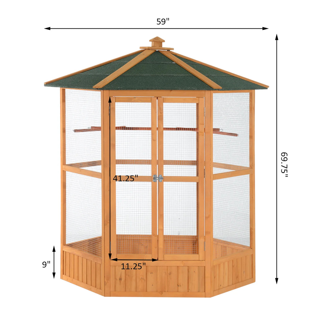 Hexagonal Outdoor Wooden Aviary