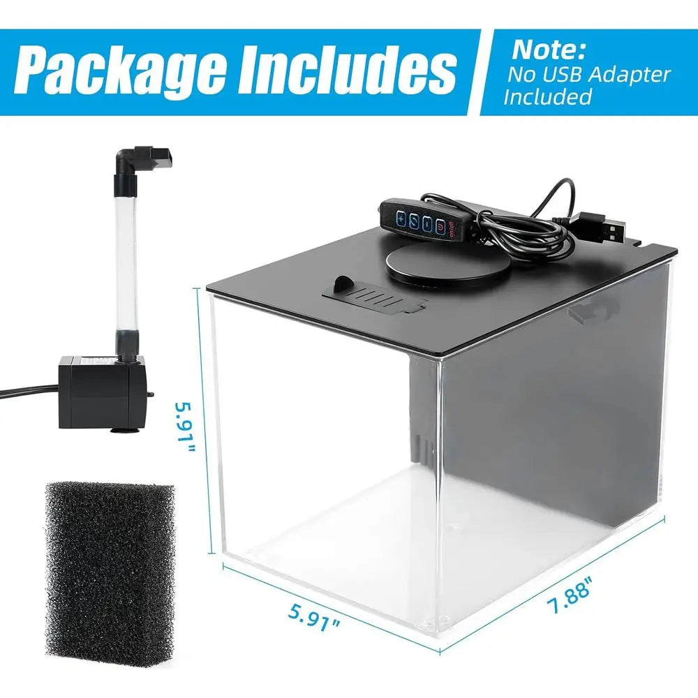 Fish Tank, 1 Gallon Betta Fish Tank, Small Aquarium Kit with LED Light and Water Filter Pump