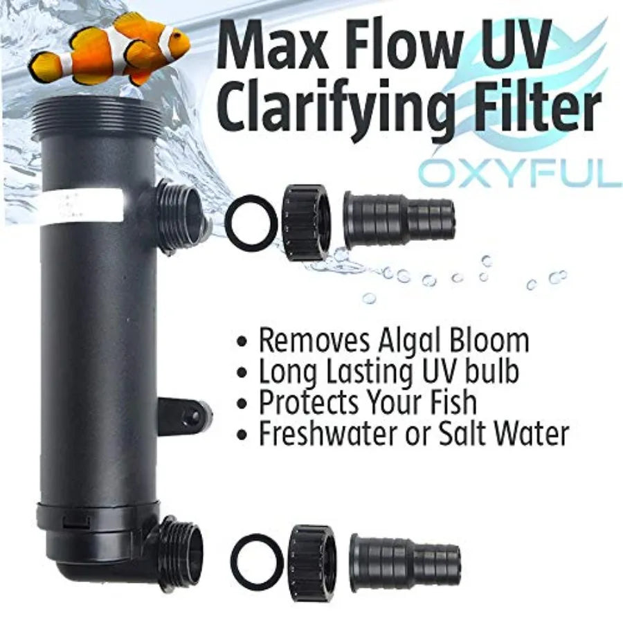 9W UV Ultraviolet Light Clarifier Filter 20" Non-Submersible Lamp for Koi Ponds Fish Tanks and Aquariums