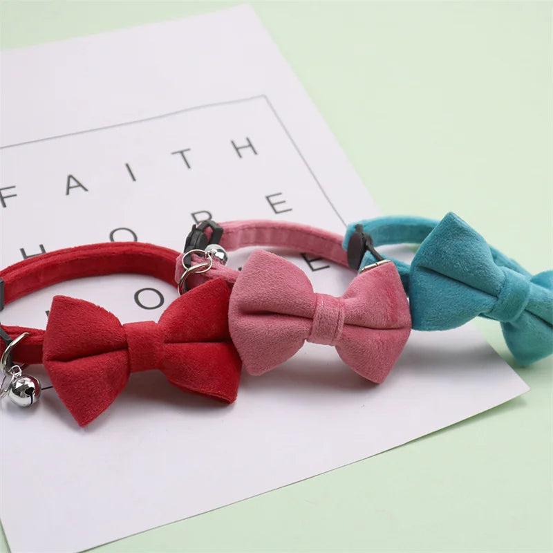 Velvet Collar Solid Color Bow Tie