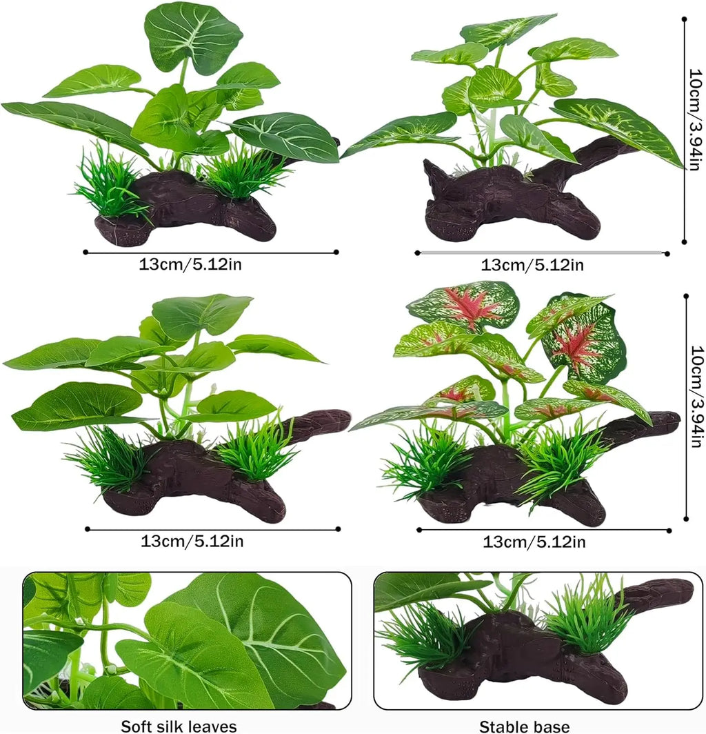 Silk Aquarium Plants for Fish Tank, Betta Fish Decor, Realistic Fake Plants for Reptile Terrarium, Turtle & Gecko Habitat