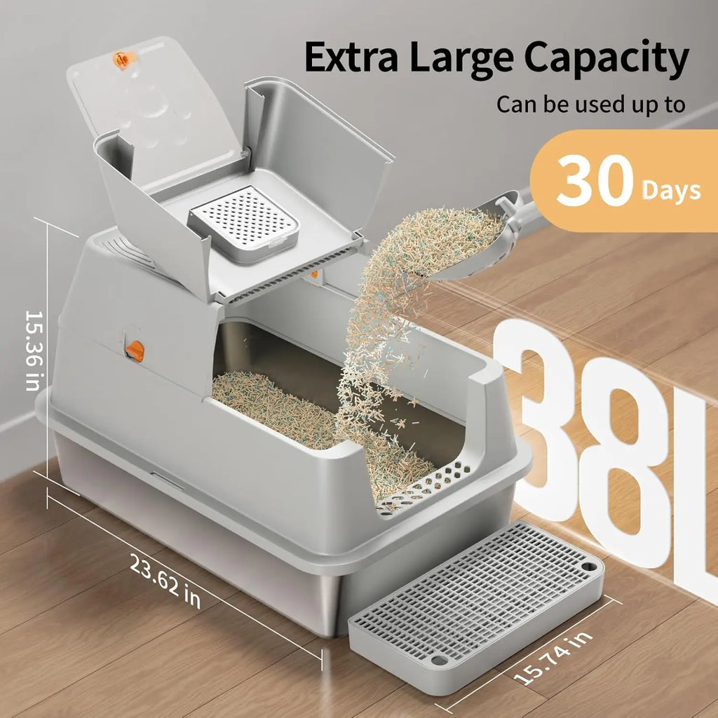 Stainless Steel Cat Litter Box with Lid
