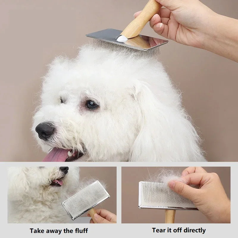 Solid Wood Pet Comb Hair Remover