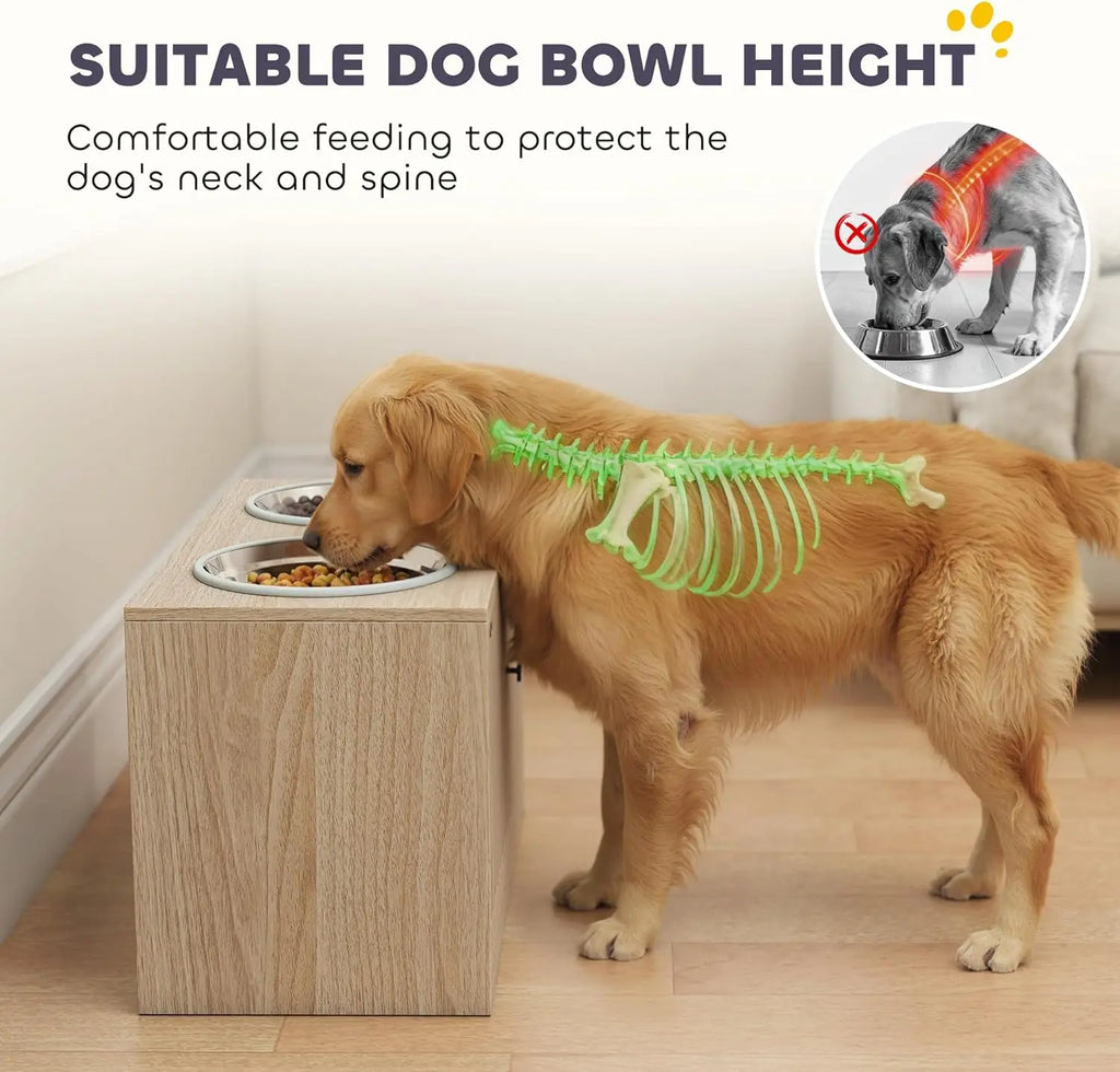 Elevated Dog Bowls with Storage Cabinet