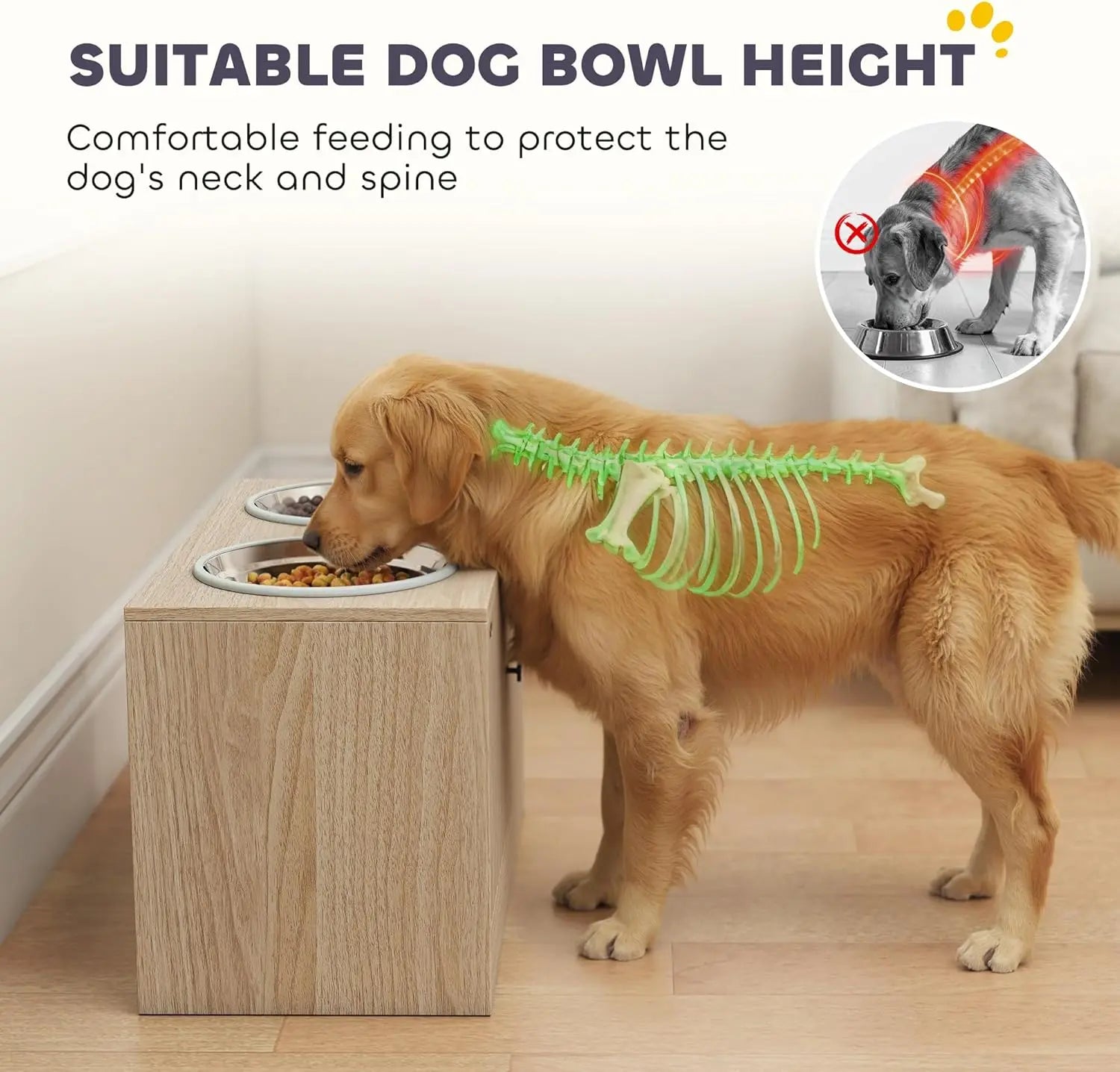 Elevated Dog Bowls with Storage Cabinet