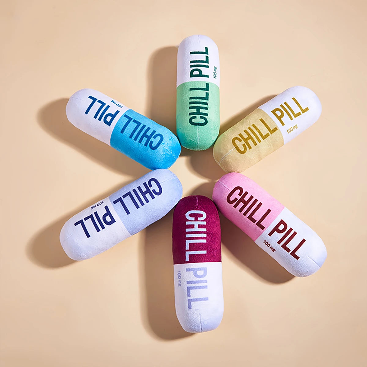 Interactive Plush Pill-Shaped Dog Toy with Squeaker