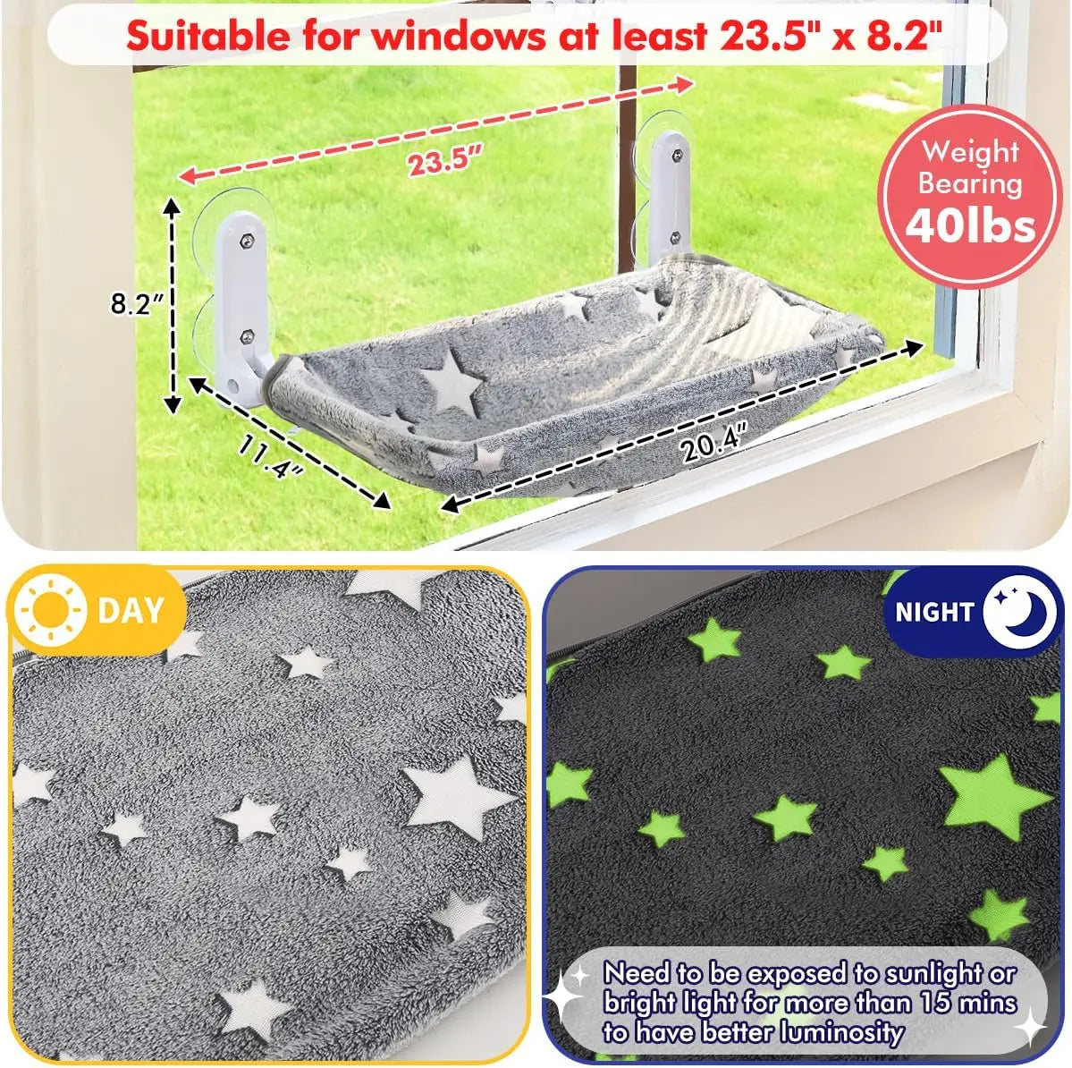 Glow in The Dark Pet Window Perch