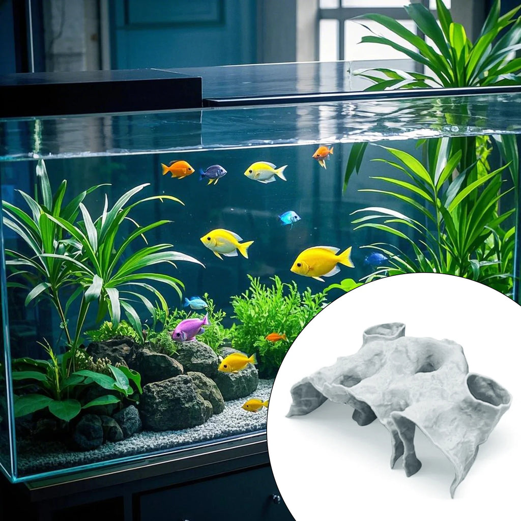 Gravel Tunnel Cave for Aquarium Decor Natural Curve Design Fish Hideout with Smooth Surface for Tropical Fish Tank Ornament