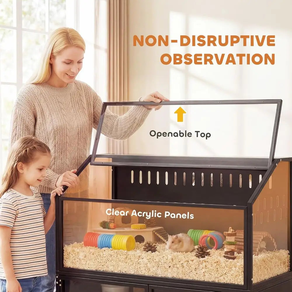 Animal Cage with Acrylic Panels and Openable Top