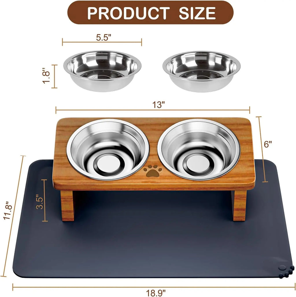 Tilted Elevated Pet Bowls with Silicone Mat