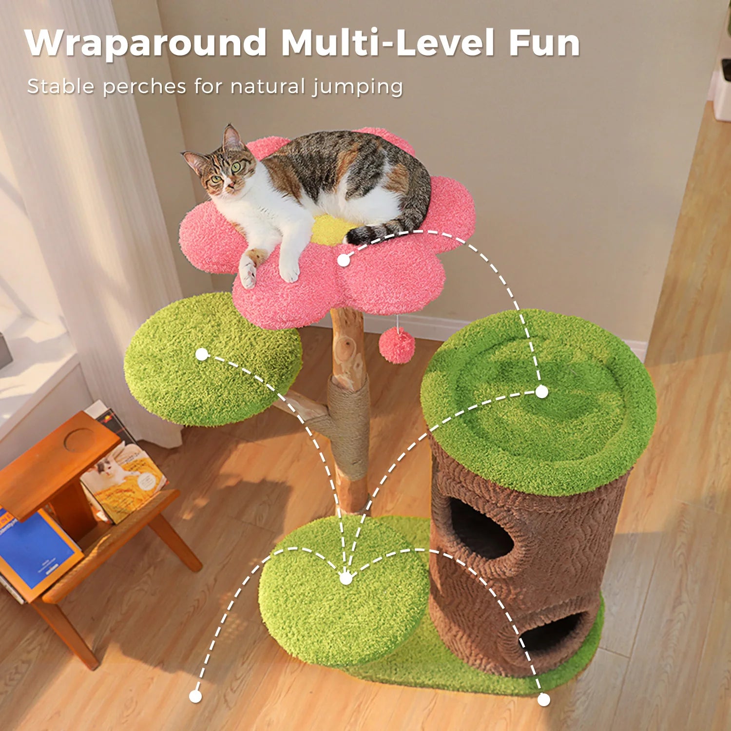 Large Cat Tree with 4 Spacious Condos