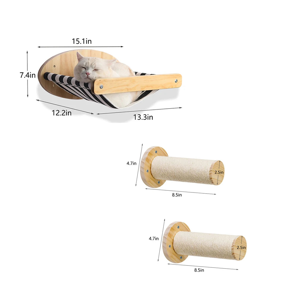 Wall Mounted Wooden Furniture Climbing Shelf Perch