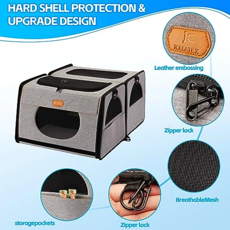 Large Pet Carrier with Litter Box for Car Travel