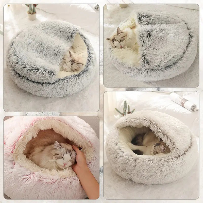 Covered soft plush pet bed