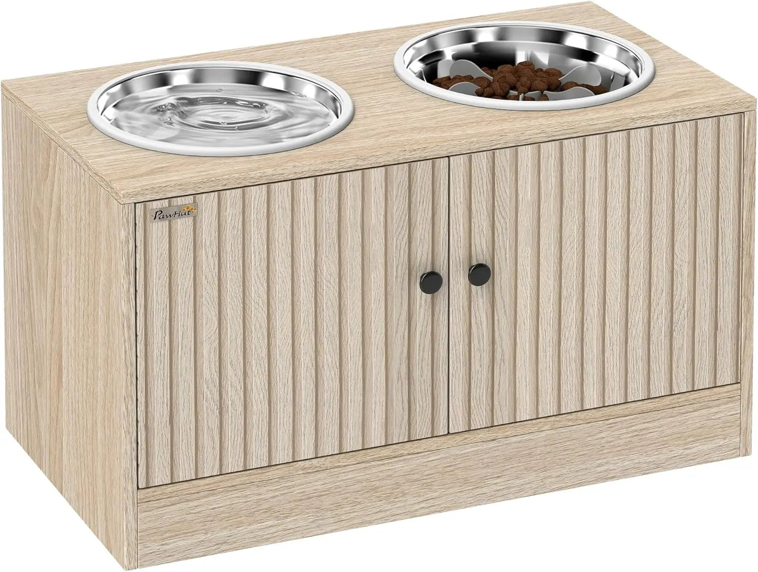 Elevated Dog Bowls with Storage Cabinet
