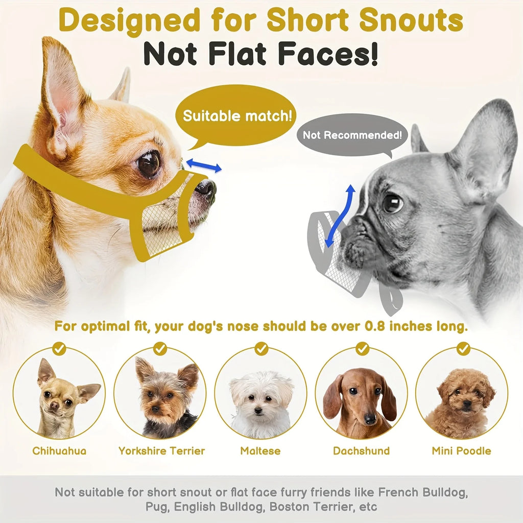 Anti-Biting, Mesh Muzzle for Short Snout