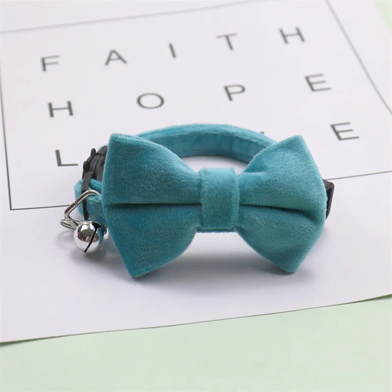 Velvet Collar Solid Color Bow Tie