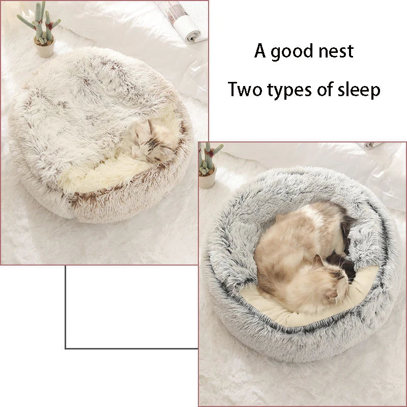 Covered soft plush pet bed