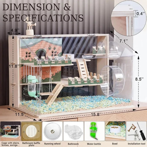 11 in 1 Wooden Hamster Cage with All Accessories