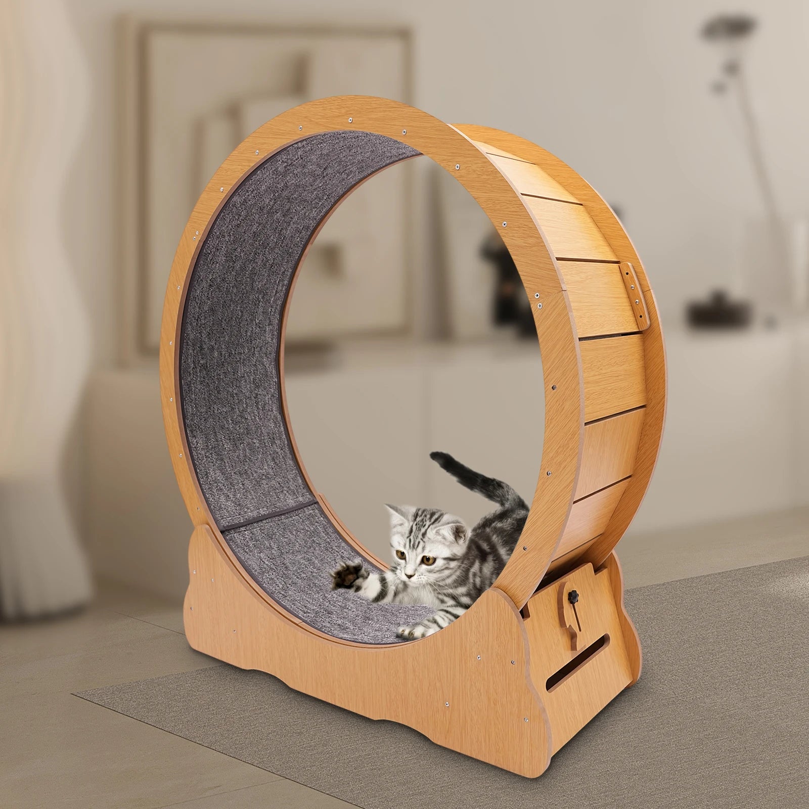 Wooden Cat Exercise Wheel Silent Treadmill