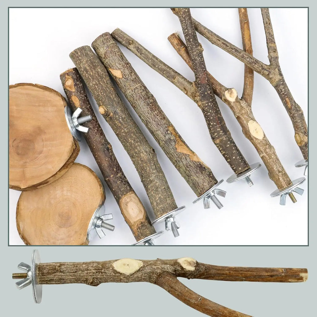 8PCS Natural Wood Bird Perches