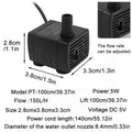 Ultra Quiet USB Aquarium Fish Tank Filtration Pump Mini Pet Fountain Submersible Adjustable Flow Water Circulation Pump 5V 5W