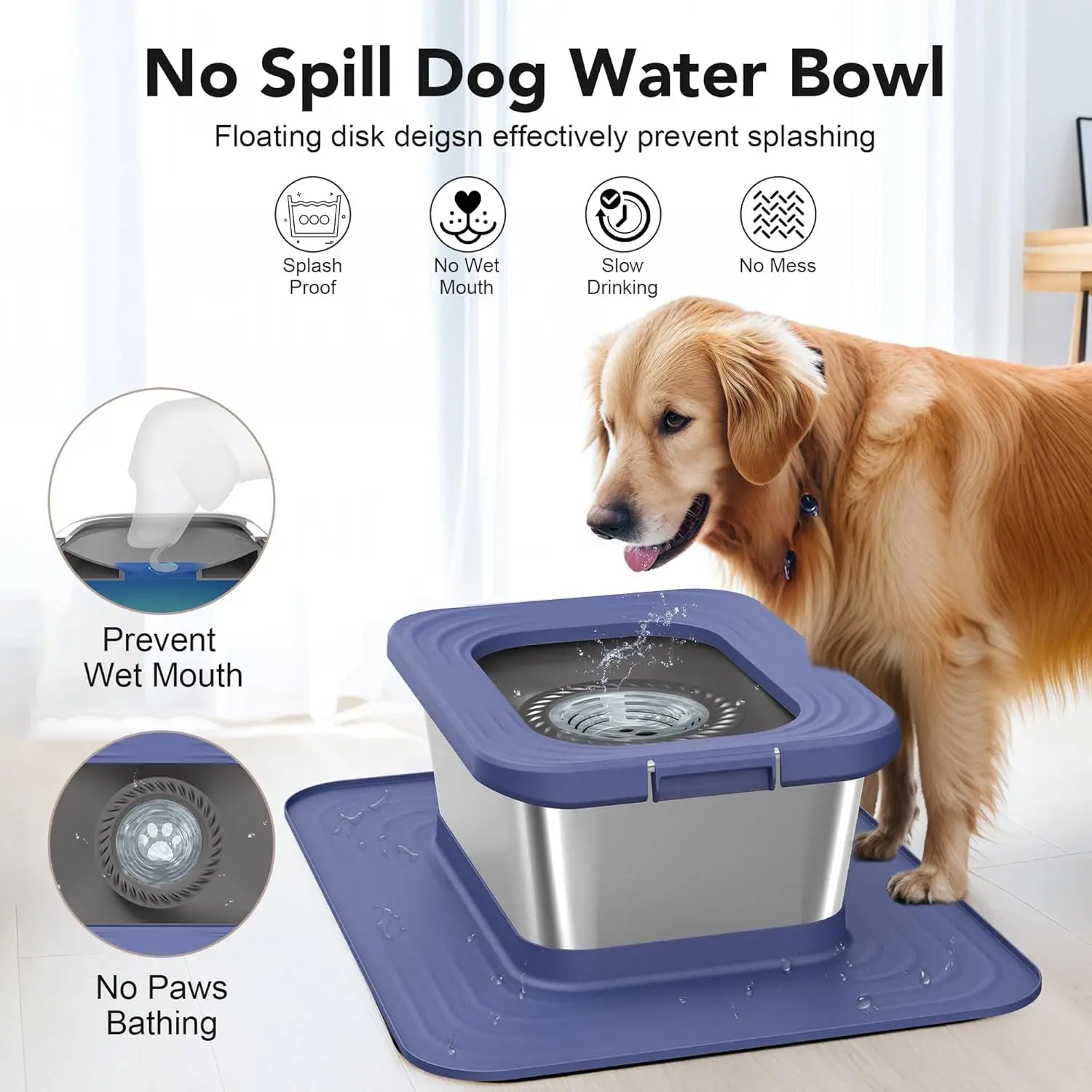 Stainless Steel No-Spill Dog Water Bowl