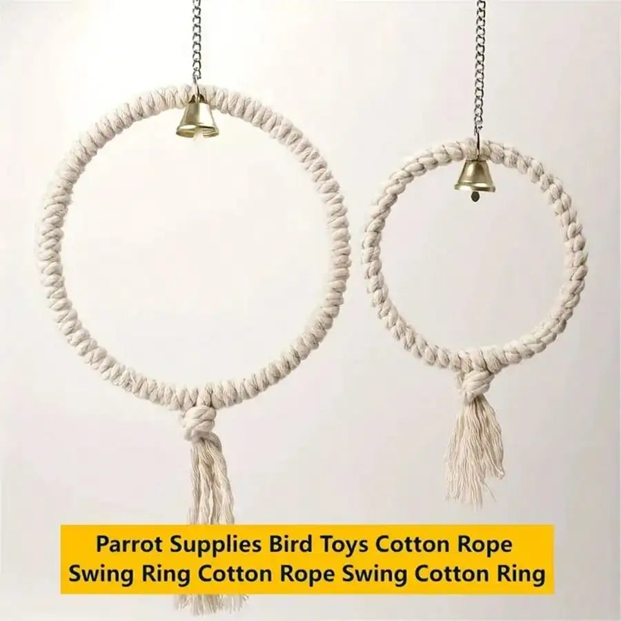 Hemp Rope Bird Toy Ring with Bell