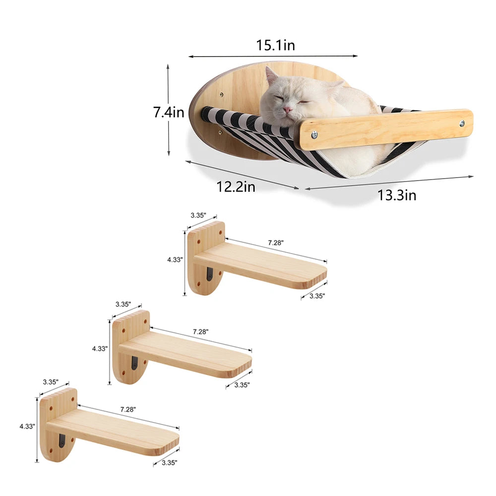 Wall Mounted Wooden Furniture Climbing Shelf Perch
