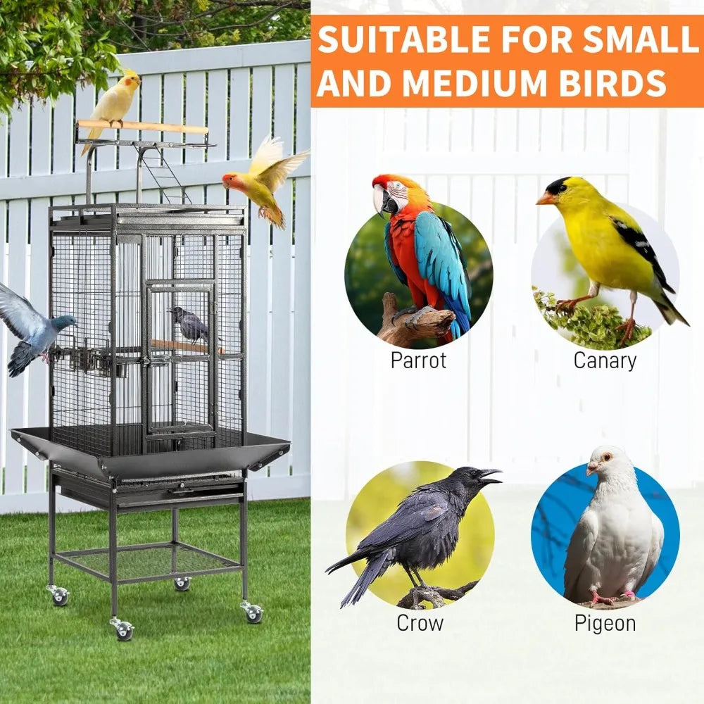 Wrought Iron Bird Cage with Playtop