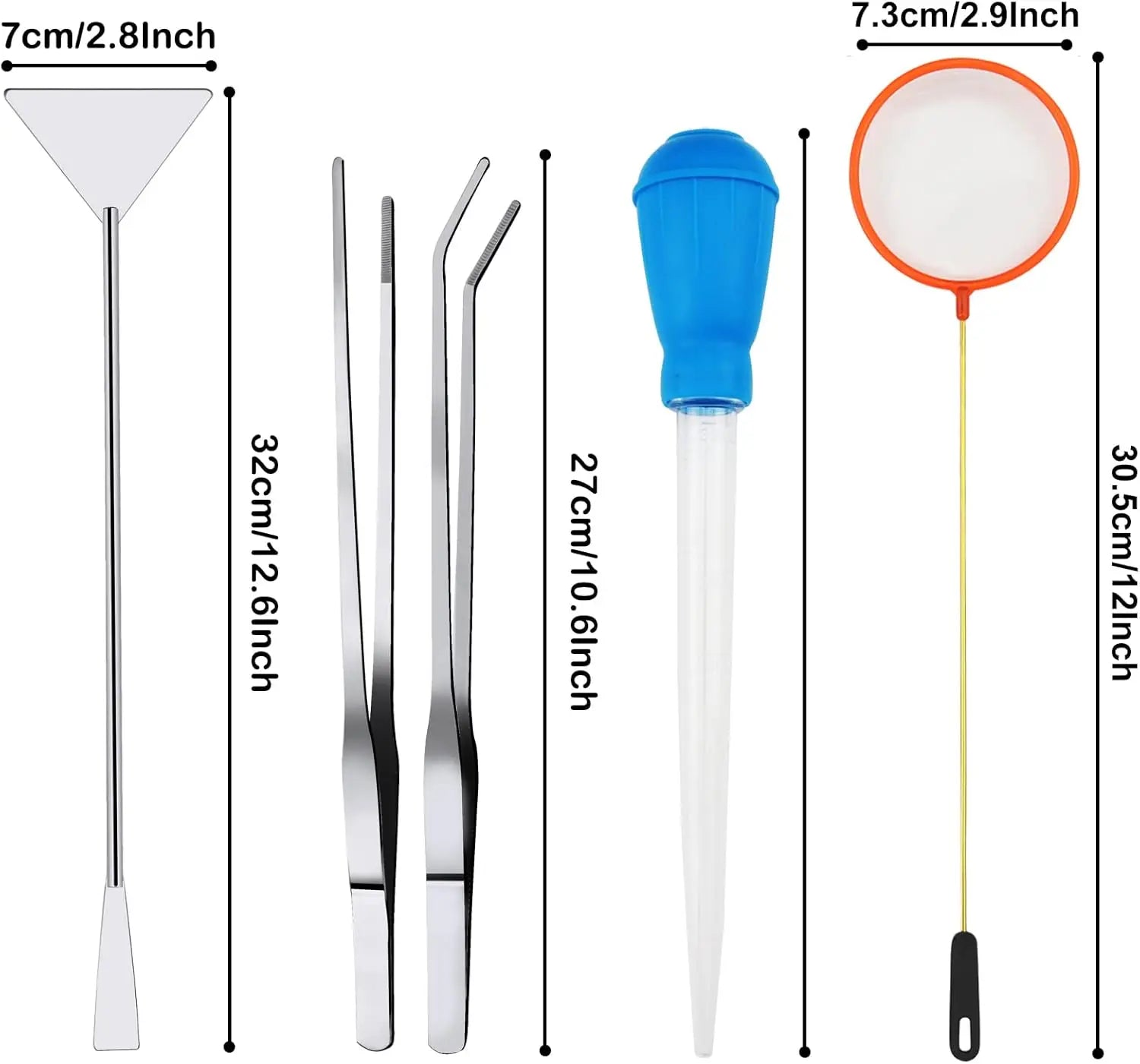 6-Piece Aquarium Cleaning Kit with Algae Scraper for Glass Tanks, Feeder Tools and Plant Cleaner