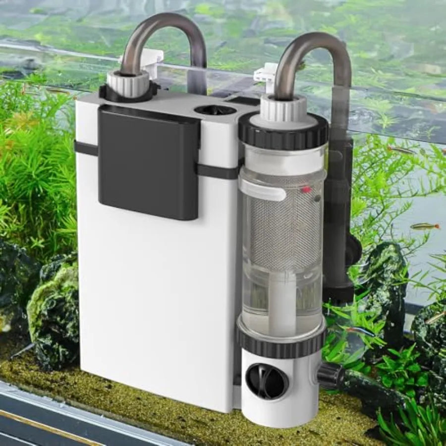 Quiet Hang On Back Aquarium Filter 5-30 Gallon Small Fish Tank Canister Filter with Surface Skimmer Spray Bar 3 Floss Pads Bio