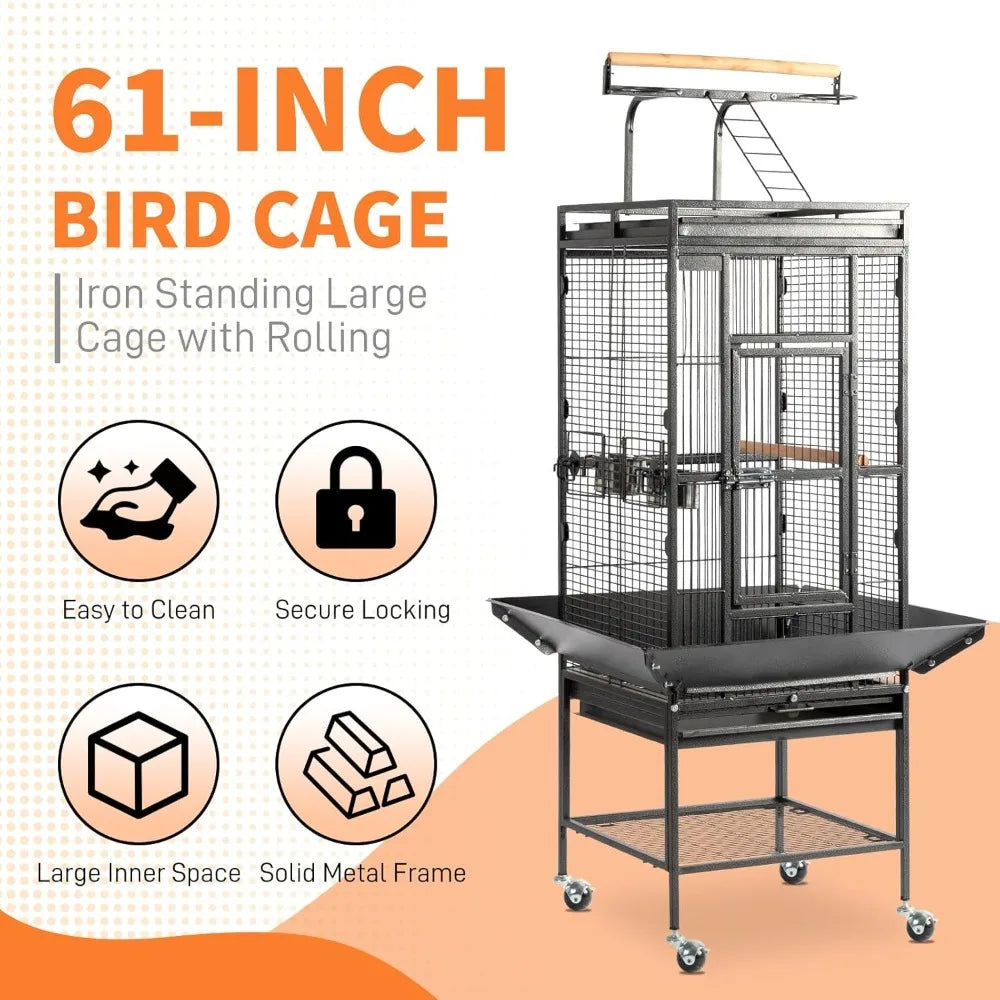 Wrought Iron Bird Cage with Playtop