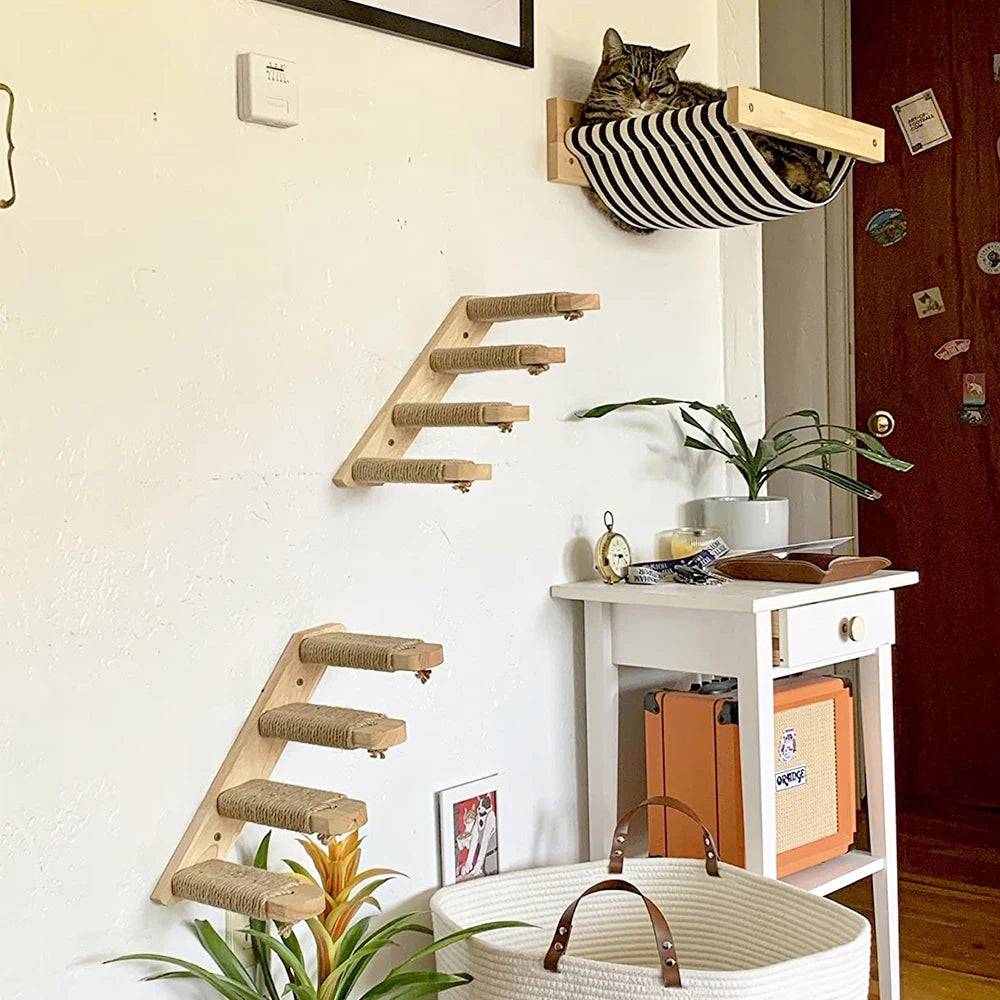 Wall Mounted Wooden Furniture Climbing Shelf Perch