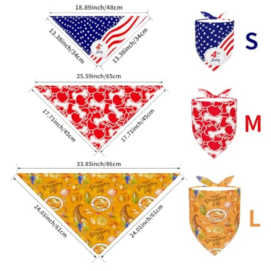 10PCS Pack Holiday Dog Bandanas
