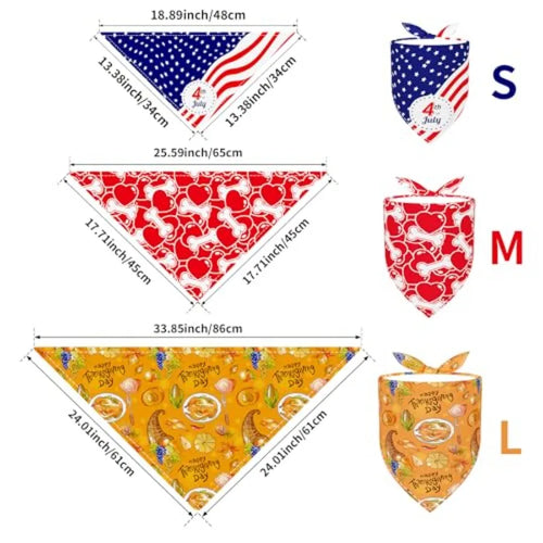 10PCS Pack Holiday Dog Bandanas