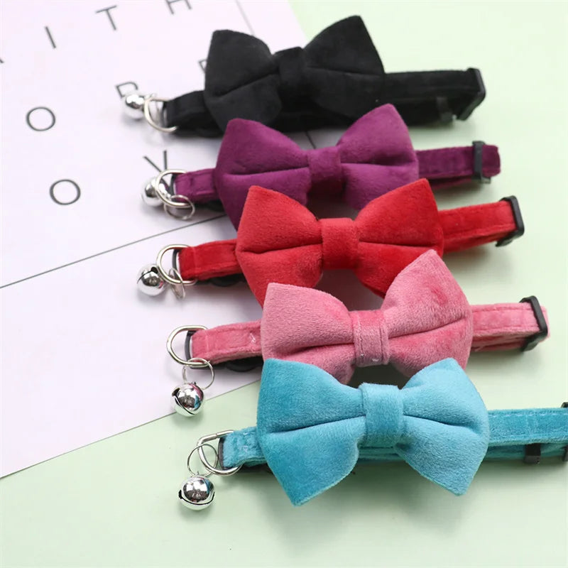 Velvet Collar Solid Color Bow Tie